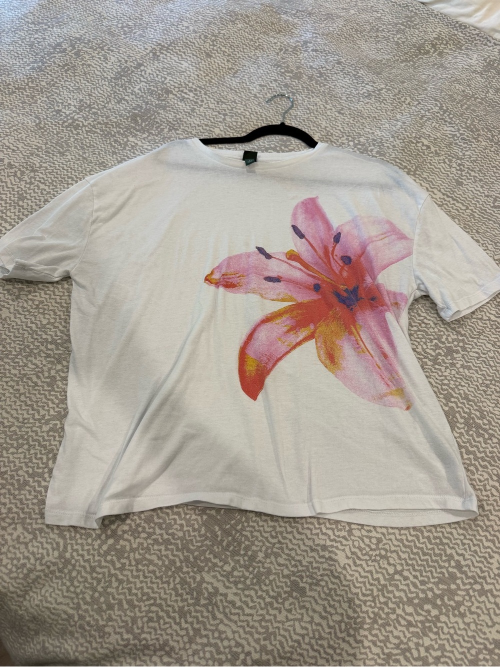 wild fable White Tee with Pink and Coral Lily Graphic